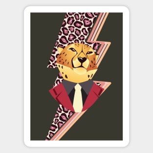 Leopard portrait with leopard pattern lightning Sticker